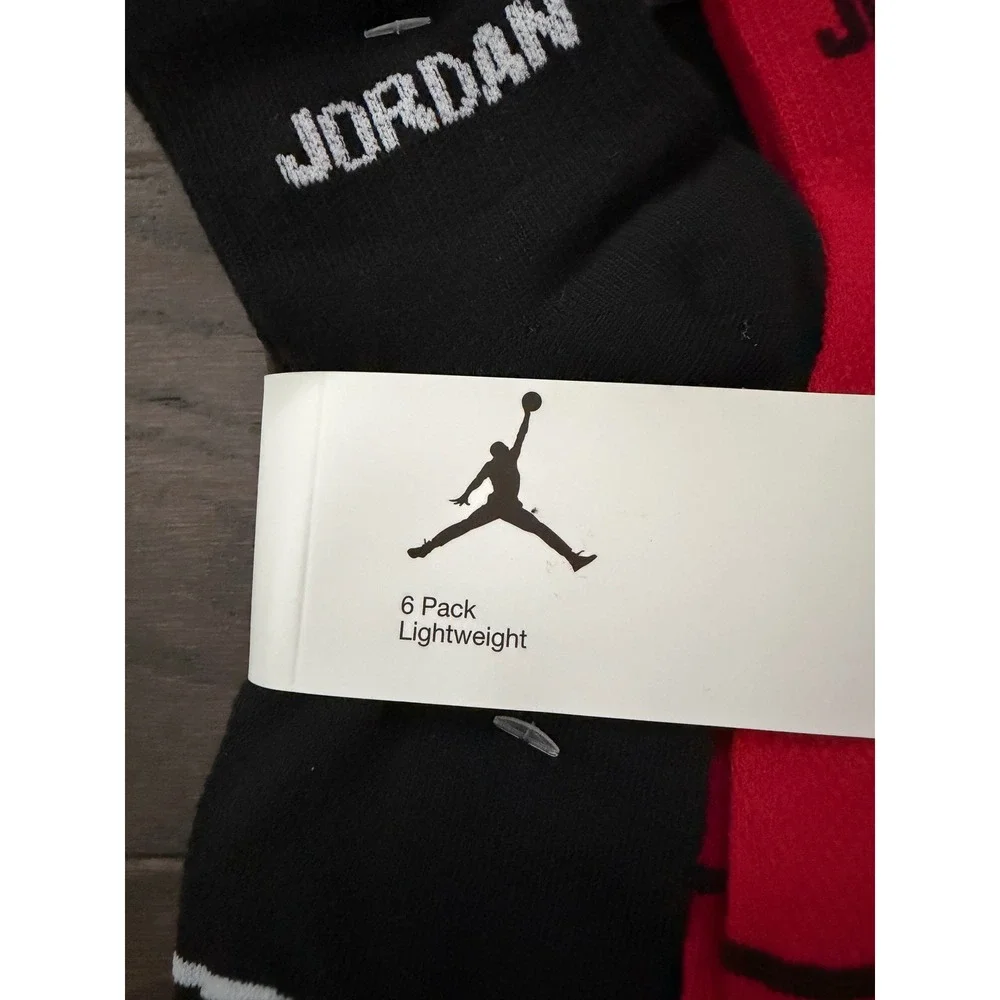 Jordan Jumpman Ankle Socks 6 Pack Black Red White Youth 3Y-5Y WJ0139-K6N
